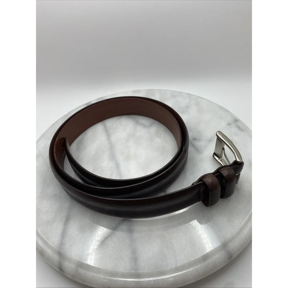 Bachrach‎ Italian Leather Dark Brown Belt - Solid Buckle - Men's 42